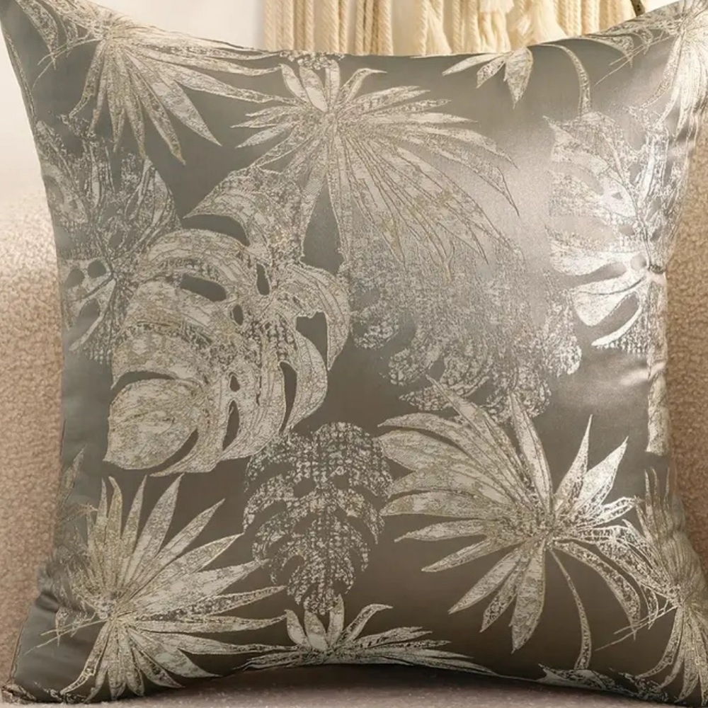 NEW - Classic & Chic Neutral Jacquard Tropical Throw Pillow Slip Cover (2 Avail)